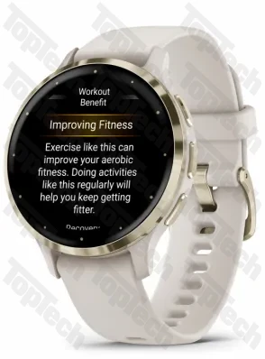 Garmin Venu 3S Soft Gold Stainless Steel Bezel with Ivory Case and Silicone Band