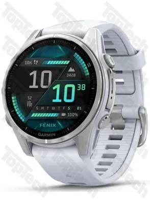 Garmin Fenix 8 43 Amoled Silver with Whitestone Silicone Band