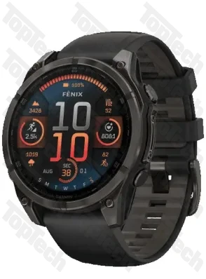 Garmin Fenix 8 47 Amoled Sapphire Carbon Gray DLC Titanium with Black Silicone