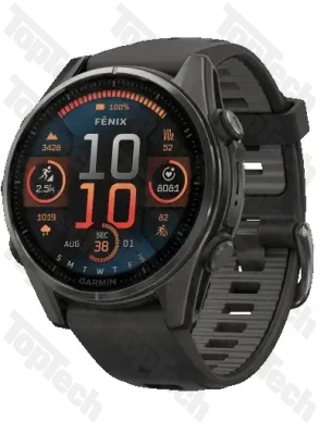 Garmin Fenix 8 47 Amoled Sapphire Carbon Gray DLC Titanium with Black/Pebble Gray Silicone