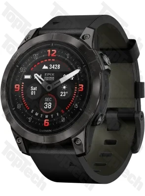 Garmin Epix Pro 2 47 Sapphire Carbon Gray Black Leather Band