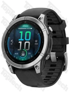 Garmin Fenix E 47мм Нержавеющая сталь, черный силиконовый ремешок