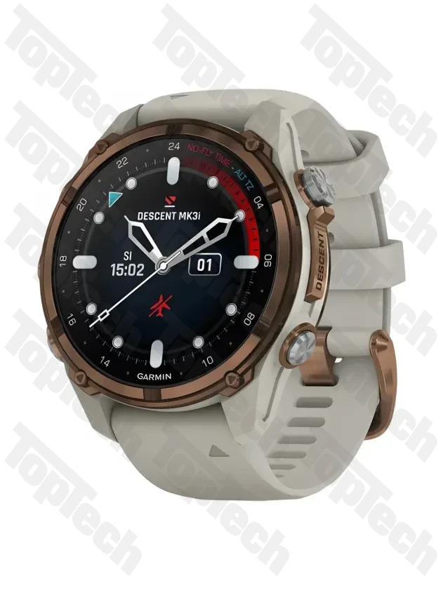 Garmin Descent Mk3i – 43 mm Bronze PVD Titanium with French Gray Silicone Band Garmin Descent Mk3i – 43 mm Bronze PVD Titanium with French Gray Silicone Band