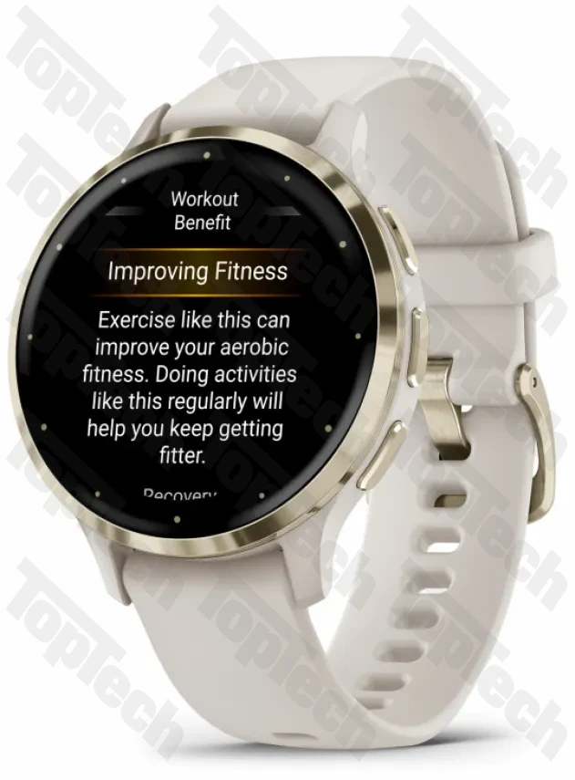 Garmin Venu 3S Soft Gold Stainless Steel Bezel with Ivory Case and Silicone Band