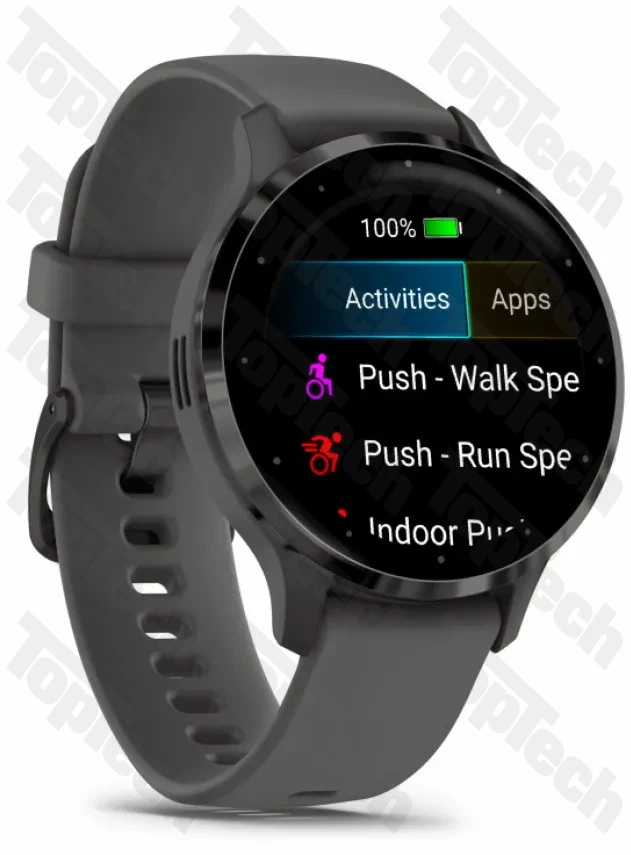 Garmin Venu 3S Slate Stainless Steel Bezel with Pebble Gray Case and Silicone Band