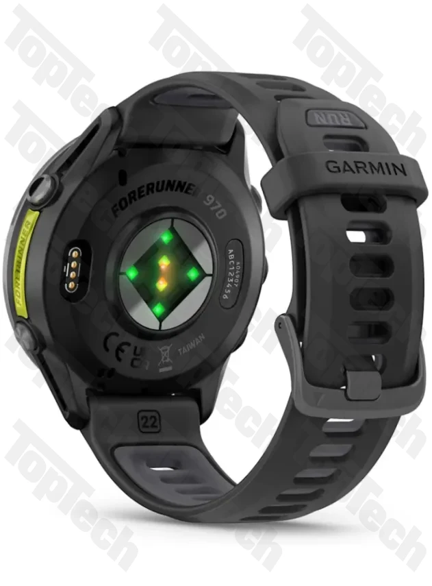 Garmin Forerunner 970 Carbon Gray DLC Titanium with Black Case and Black/Translucent Whitestone Band Garmin Forerunner 970 Carbon Gray DLC Titanium with Black Case and Black/Translucent Whitestone Band