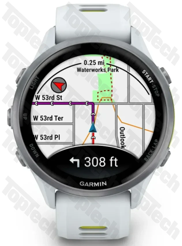 Garmin Forerunner 970 Titanium with Whitestone Case and Whitestone/Translucent Amp Yellow Band