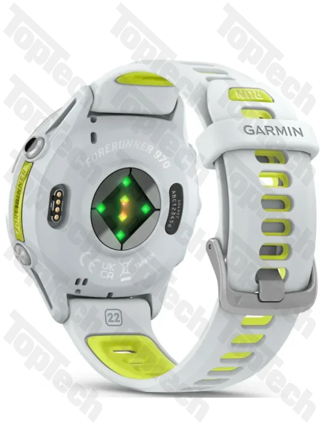 Garmin Forerunner 970 Titanium with Whitestone Case and Whitestone/Translucent Amp Yellow Band
