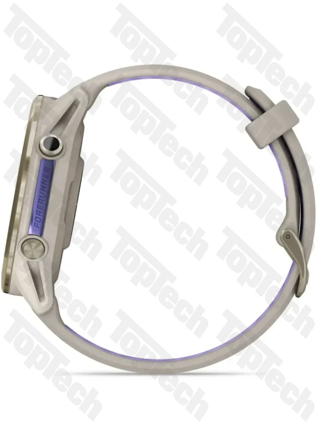 Garmin Forerunner 970 Soft Gold Titanium with French Gray Case and French Gray/Translucent Indigo Band