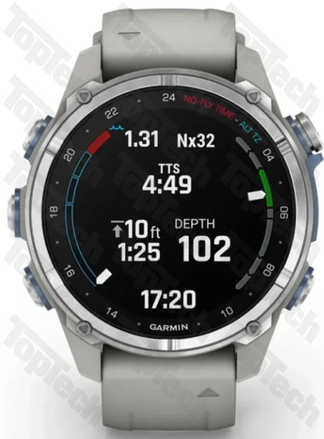 Garmin Descent Mk3 – 43 mm Stainless Steel with Fog Gray Silicone Band