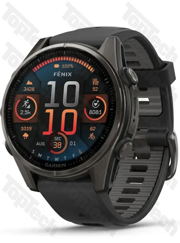 Garmin Fenix 8 43 Amoled Sapphire Carbon Gray DLC Titanium with Black/Pebble Gray Silicone