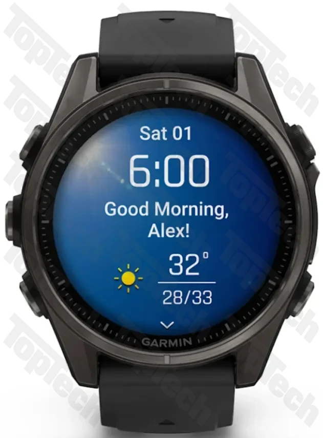 Garmin Fenix 8 43 Amoled Sapphire Carbon Gray DLC Titanium with Black/Pebble Gray Silicone