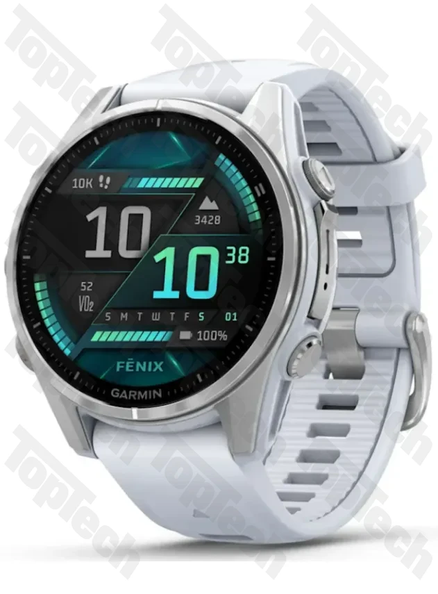 Garmin Fenix 8 43 Amoled Silver with Whitestone Silicone Band Garmin Fenix 8 43 Amoled Silver with Whitestone Silicone Band