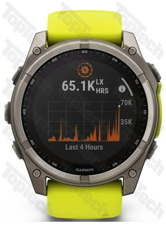 Garmin Fenix 8 51 Solar Sapphire Carbon Gray DLC Titanium with Amp Yellow/Graphite Silicone Band