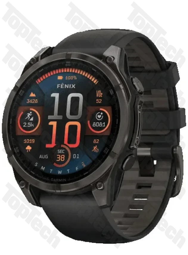 Garmin Fenix 8 47 Amoled Sapphire Carbon Gray DLC Titanium with Black Silicone
