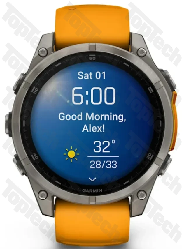 Garmin Fenix 8 47 Amoled Sapphire Titanium with Spark Orange/Grapphite Silicone Band