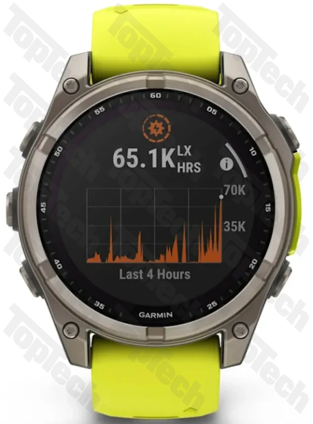 Garmin Fenix 8 47 Solar Sapphire Carbon Gray DLC Titanium with Amp Yellow/Graphite Silicone Band