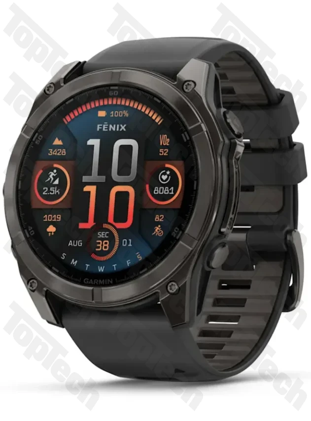 Garmin Fenix 8 51 Amoled Sapphire Carbon Gray DLC Titanium with Black/Pebble Gray Silicone Band