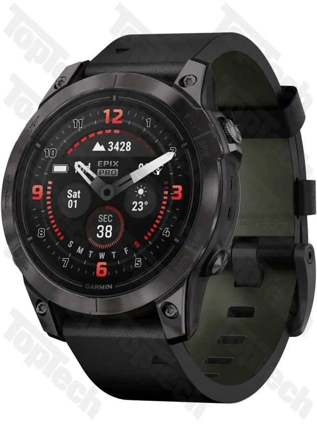 Garmin Epix Pro 2 47 Sapphire Carbon Gray Black Leather Band Garmin Epix Pro 2 47 Sapphire Carbon Gray Black Leather Band