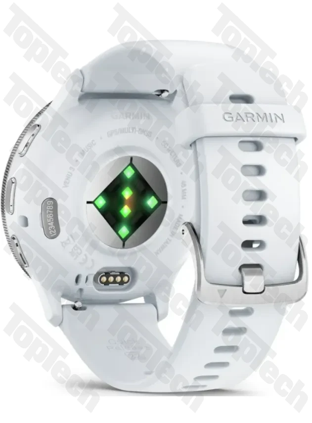 Garmin Venu 3 Silver Stainless Steel Bezel with Whitestone Case and Silicone Band Garmin Venu 3 Silver Stainless Steel Bezel with Whitestone Case and Silicone Band