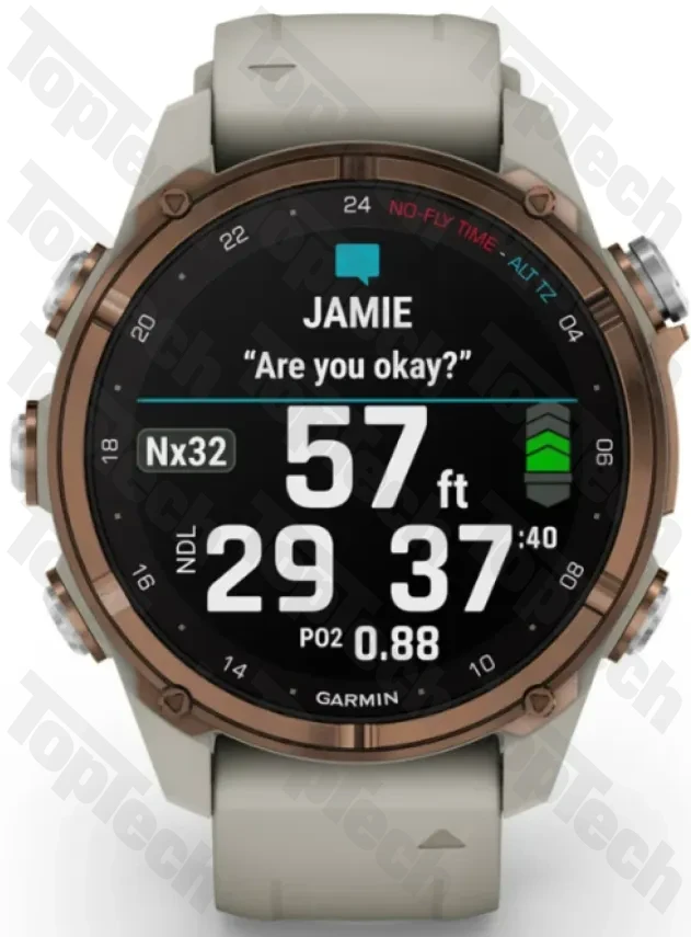 Garmin Descent Mk3i – 43 mm Bronze PVD Titanium with French Gray Silicone Band Garmin Descent Mk3i – 43 mm Bronze PVD Titanium with French Gray Silicone Band
