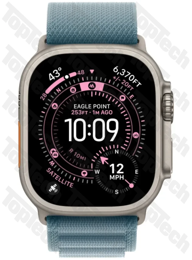Apple Watch Ultra 3 49 мм Natural Titanium Light Blue Alpine Loop