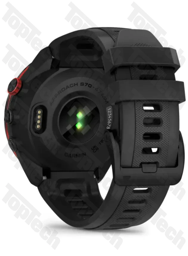 Garmin Approach S70 - 47 mm Black/Red Ceramic Bezel with Black Silicone Band Garmin Approach S70 - 47 mm Black/Red Ceramic Bezel with Black Silicone Band