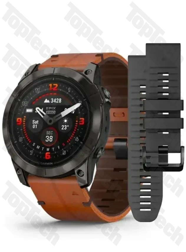 Garmin Epix Pro Gen 2 Sapphire 51 мм Карбоново-серый титан/каштановый, с кожаным и силиконовым ремешками