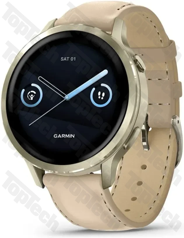 Garmin Venu 4 41 мм (золотистый/песочный кожаный)