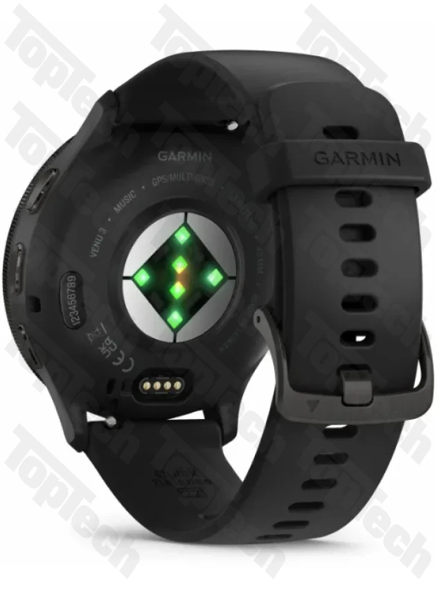 Garmin Venu 3 Slate Stainless Steel Bezel with Black Case and Silicone Band
