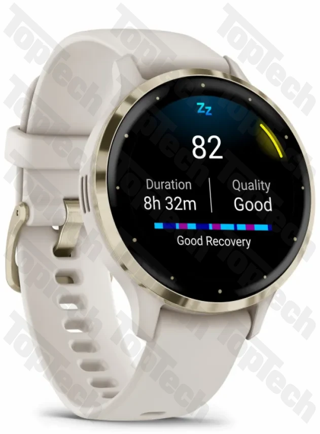 Garmin Venu 3S Soft Gold Stainless Steel Bezel with Ivory Case and Silicone Band